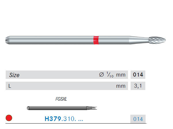 Chargez l&#39;image dans la visionneuse de la galerie, H379 extra surgical length FG bur in size 014 for periimplantitis
