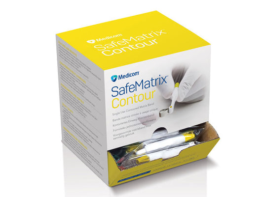 Medicom SafeMatrix Contour Single-Use Contoured Matrix Band 4.5 mm yellow narrow box of 50