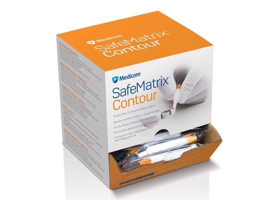 Medicom SafeMatrix Contour Single-Use Contoured Matrix Band 6 mm orange wide box of 50